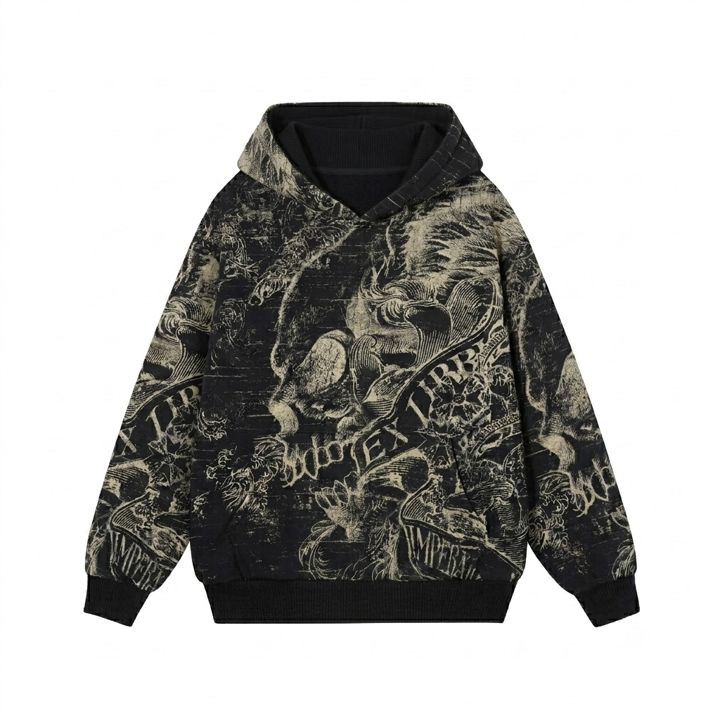 Vintage Y2K Skull Wings Grunge Hoodie