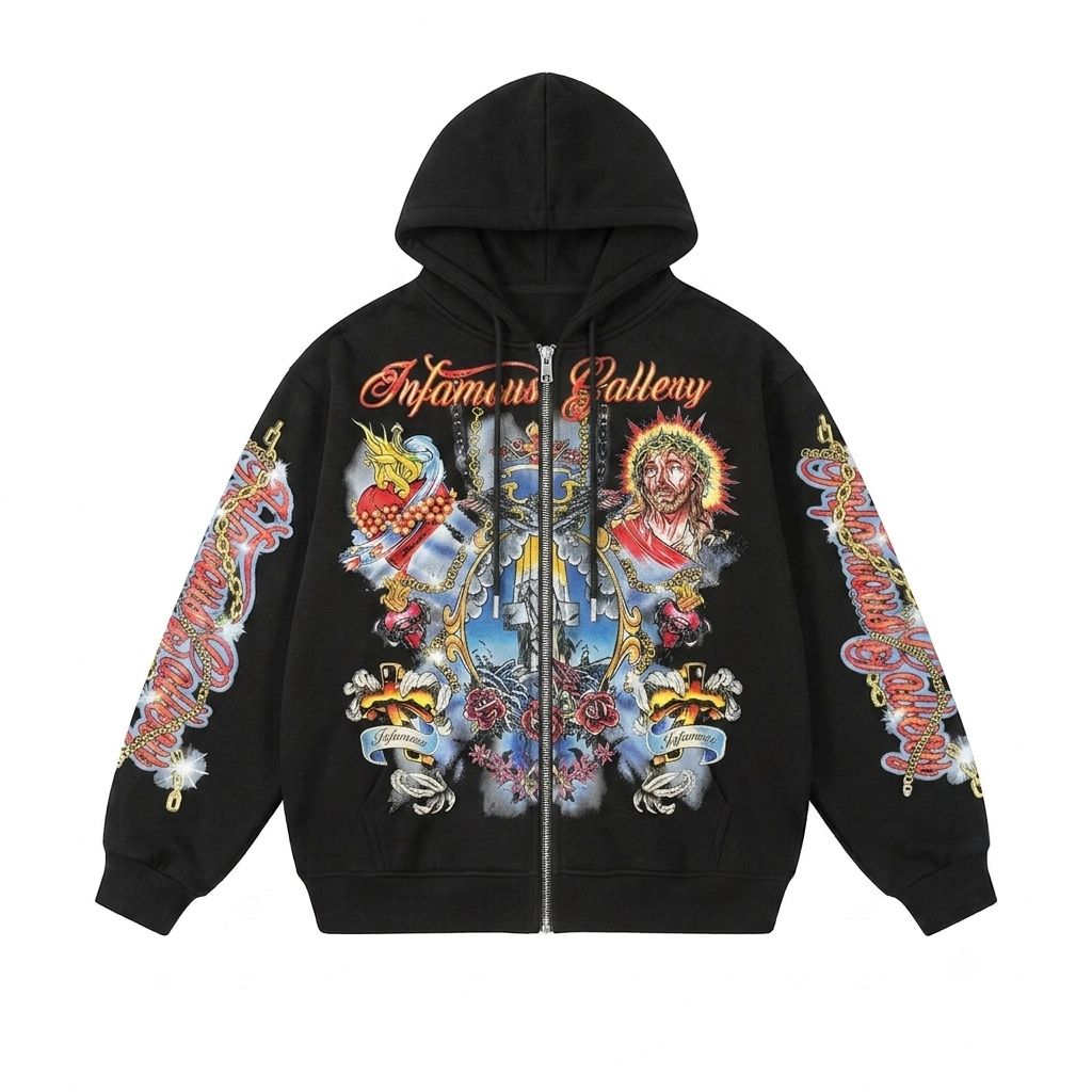 Vintage Goth Harajuku Hoodie - Zip Up Hoodie