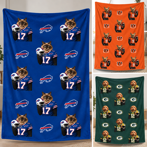 Custom Football Pet Blanket with Team Logo