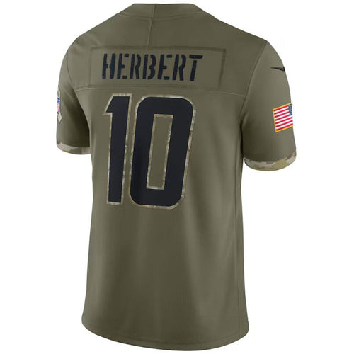 #10 Justin Herbert Player LA.Chargers Olive Salute To Service Limited Football Jerseys football jersey product view 1