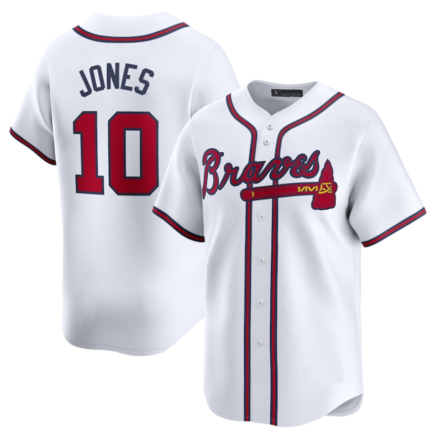 #10 Chipper Jones Player A.Braves White Home Limited Baseball Jerseys baseball jersey product view 1