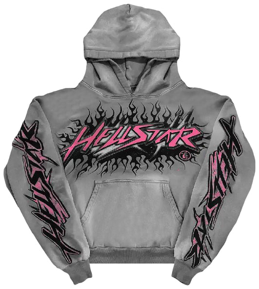 Hellstar Classic Grey Pink Hoodie