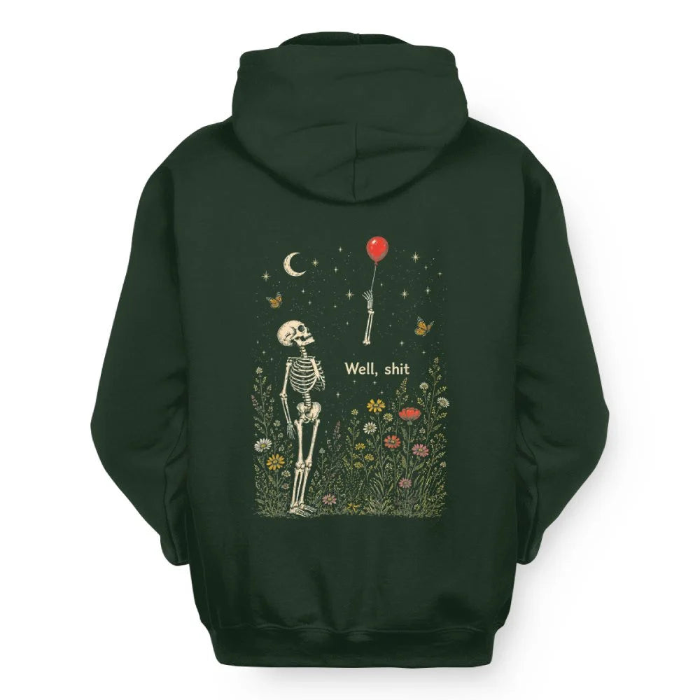 Well Shit Skeleton Lost Balloon Funny Halloween Meme Back Shirt