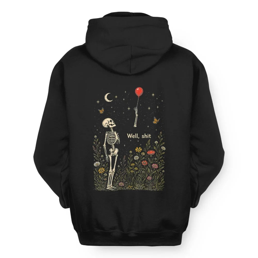 Well Shit Skeleton Lost Balloon Funny Halloween Meme Back Shirt