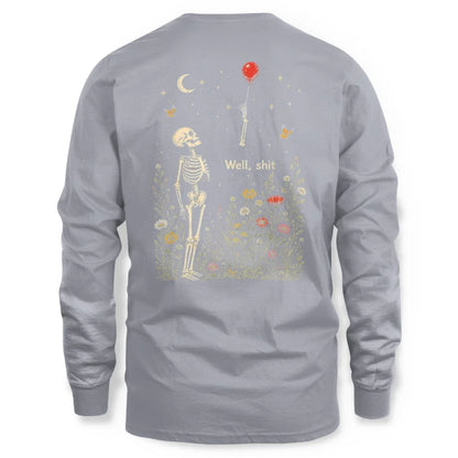 Well Shit Skeleton Lost Balloon Funny Halloween Meme Back Shirt