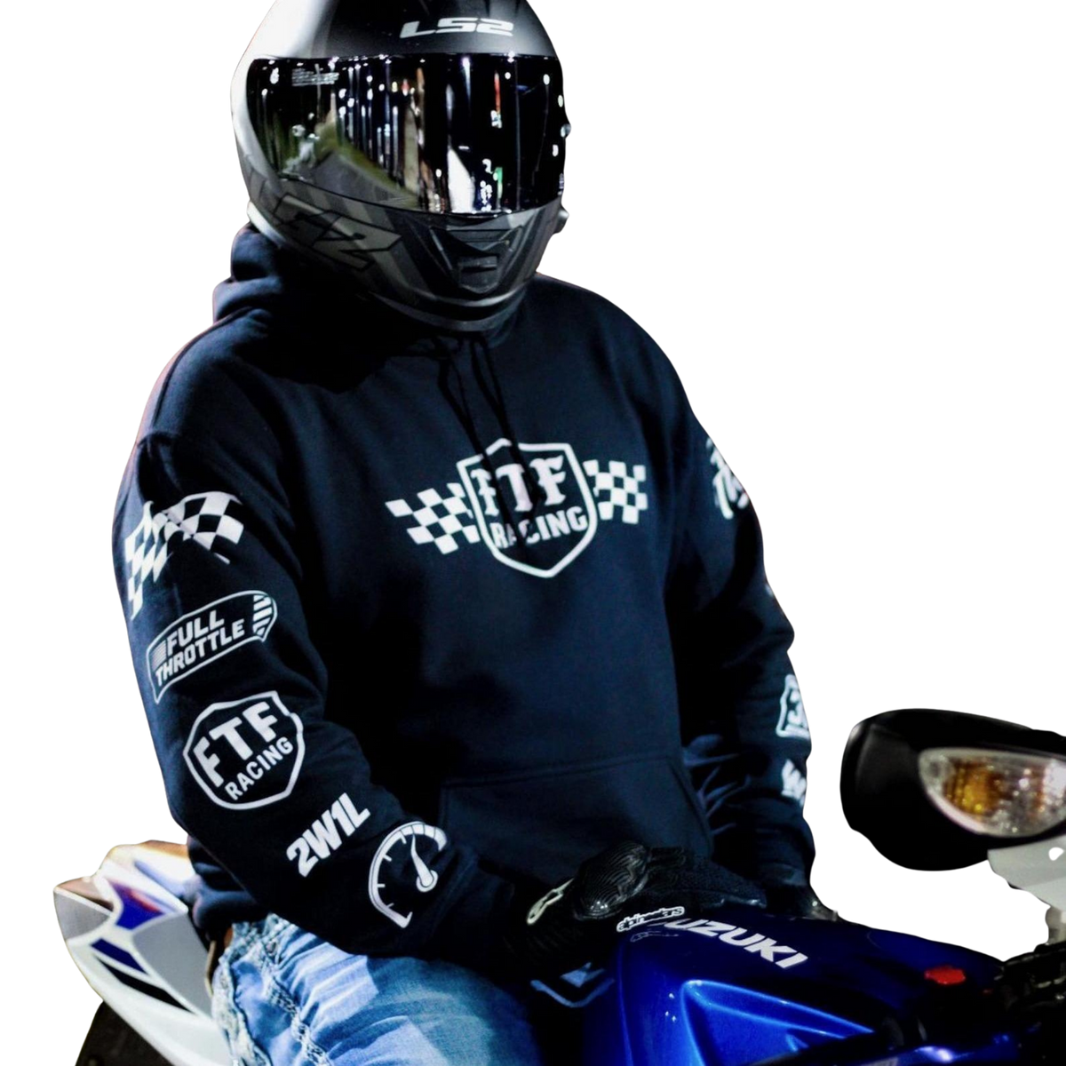Reflective Full Throttle Racing Motorcycle Hoodie