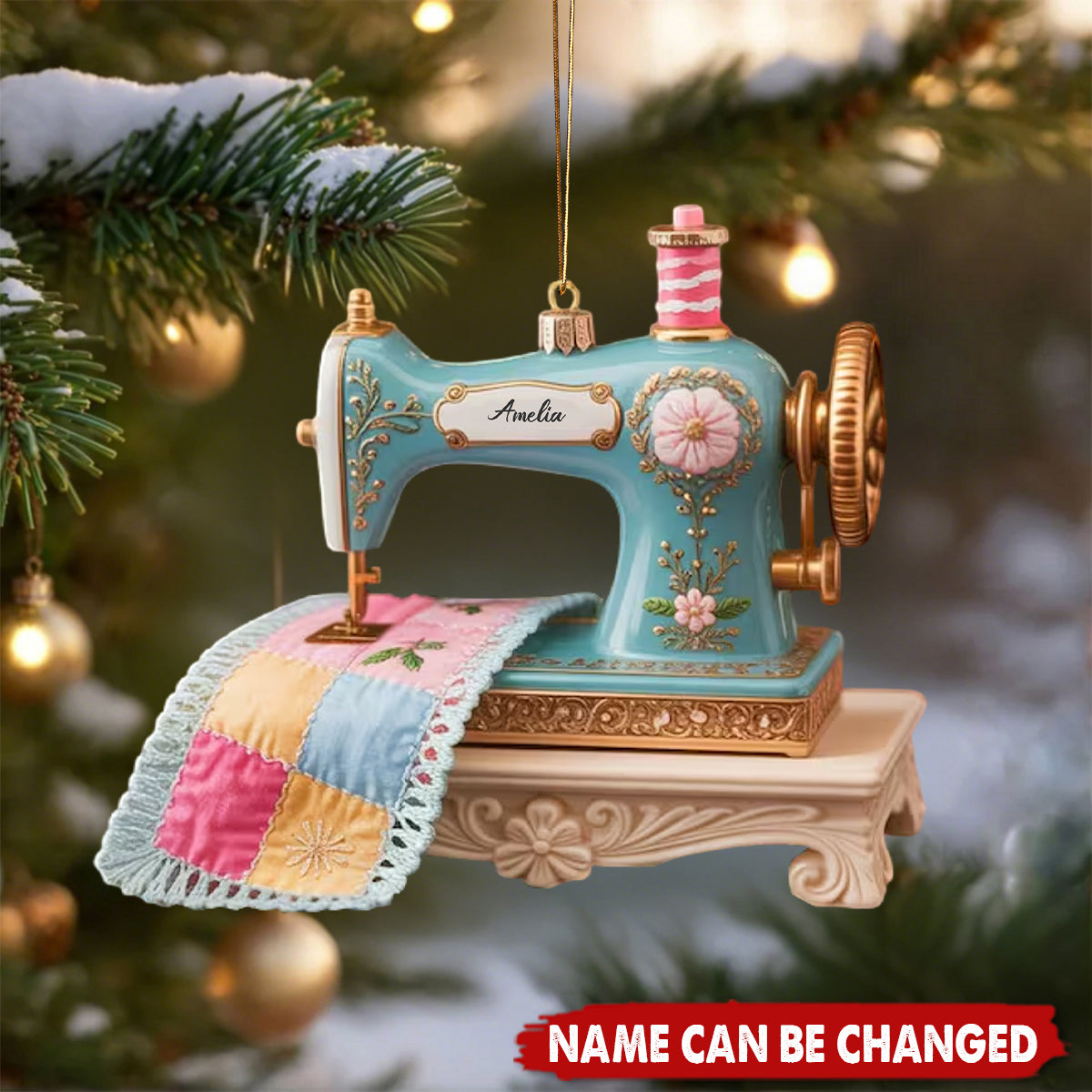 Sewing Machine Quilter Personalized Christmas Acrylic Ornament