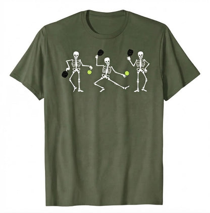 Halloween Pickleball Costume Skeletons Playing Pickleball Shirt