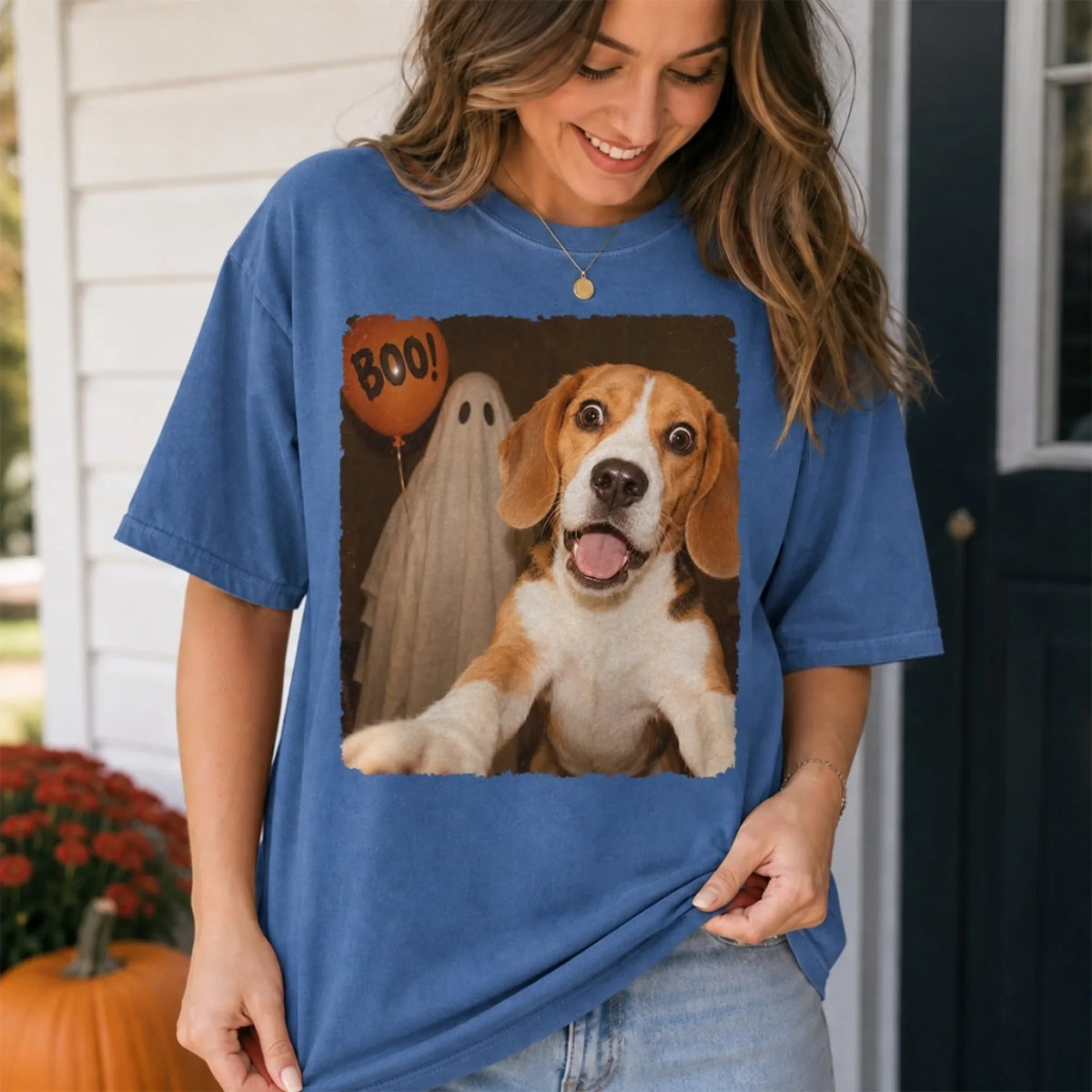 Personalized  Photo Funny Dog Selfie With Boo  Shirt