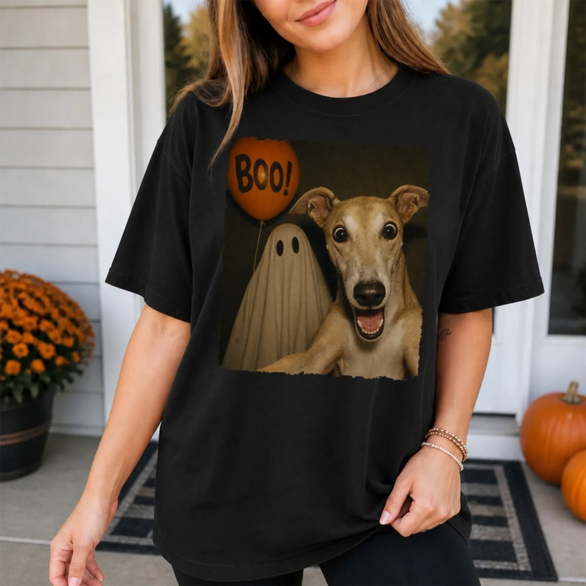 Personalized  Photo Funny Dog Selfie With Boo  Shirt