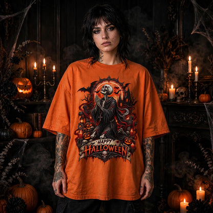 Praying Skeleton Halloween Shirt, Gothic Horror Shirt