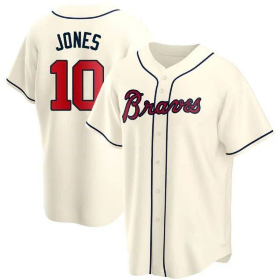 #10 Chipper Jones Player A.Braves Cream Game Stitches Baseball Jerseys baseball jersey product view 1
