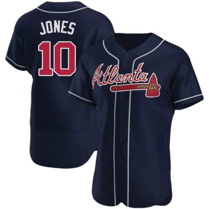 #10 Chipper Jones Player A.Braves Navy Elite Stitches Baseball Jerseys baseball jersey product view 1