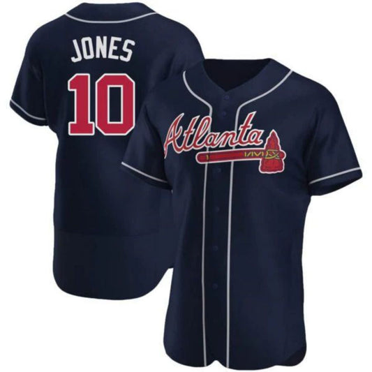 #10 Chipper Jones Player A.Braves Navy Elite Stitches Baseball Jerseys baseball jersey product view 1