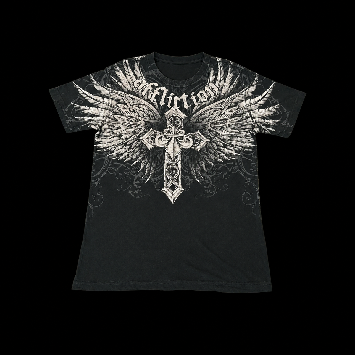 Affliction Pain Skull Graphic Gothic Tee