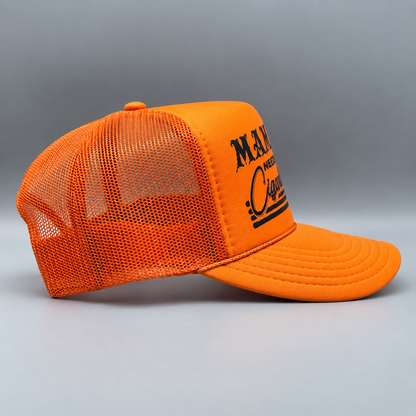 Mama Needs A Cigarette Trucker Hat Retro Orange SnapBack Cap Funny Humor