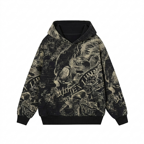 Vintage Y2K Skull Wings Grunge Hoodie
