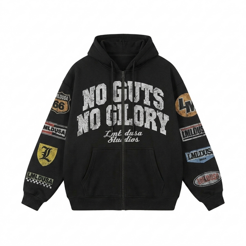 Retro No Guts No Glory  Zip Up Hoodie