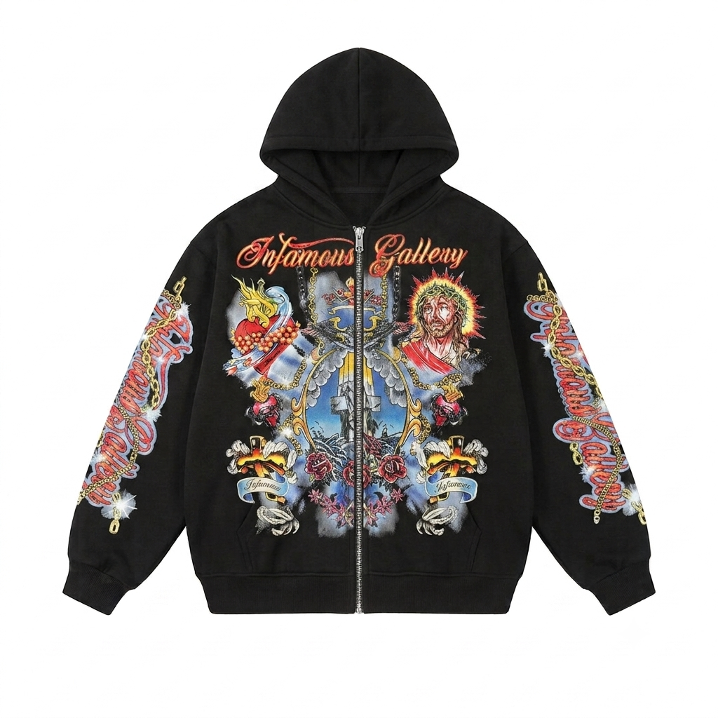 Vintage Goth Harajuku Hoodie - Zip Up Hoodie