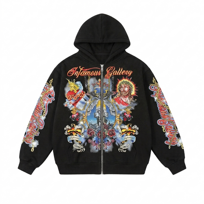 Vintage Goth Harajuku Hoodie - Zip Up Hoodie