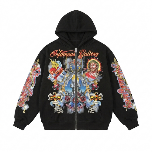Vintage Goth Harajuku Hoodie - Zip Up Hoodie