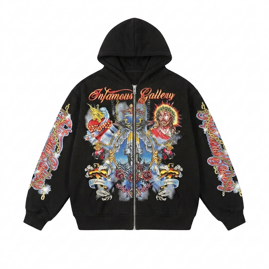 Vintage Goth Harajuku Hoodie - Zip Up Hoodie