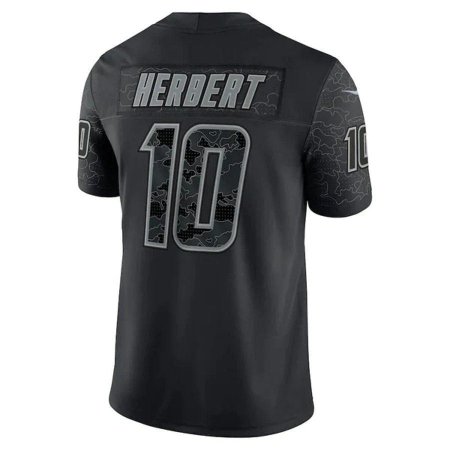 #10 Justin Herbert Player LA.Chargers Black RFLCTV Limited Football Jerseys football jersey product view 1