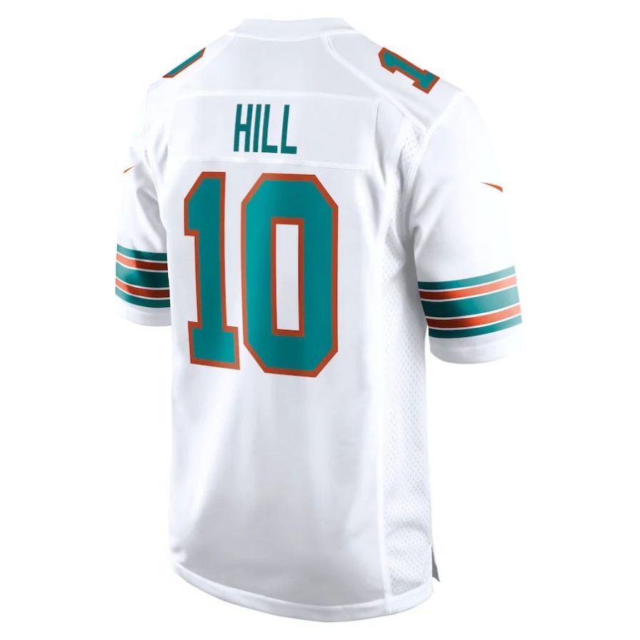 #10 Tyreek Hill Player M.Dolphins White Game Football Jerseys football jersey product view 1