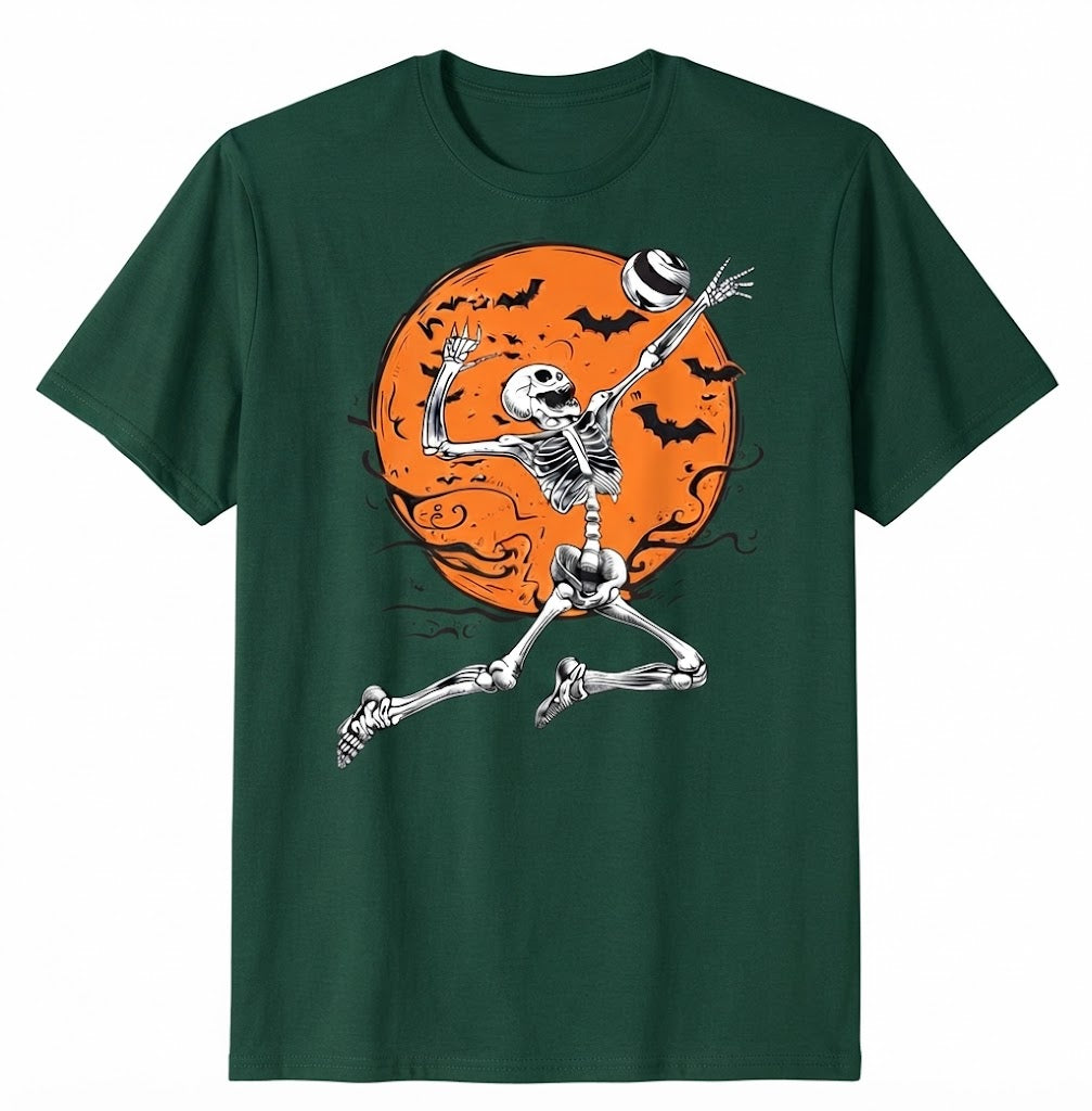 Volleyball Skeleton Women Men Volleyball Player Halloween Funny Volleyball Shirt