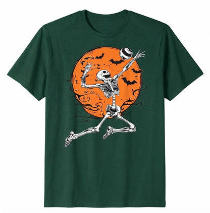 Volleyball Skeleton Women Men Volleyball Player Halloween Funny Volleyball Shirt
