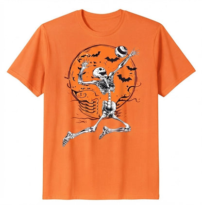 Volleyball Skeleton Women Men Volleyball Player Halloween Funny Volleyball Shirt