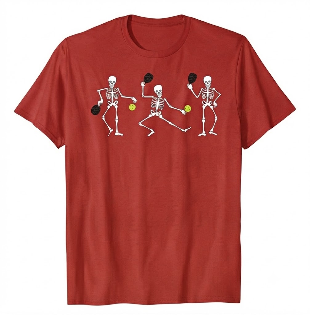 Halloween Pickleball Costume Skeletons Playing Pickleball Shirt