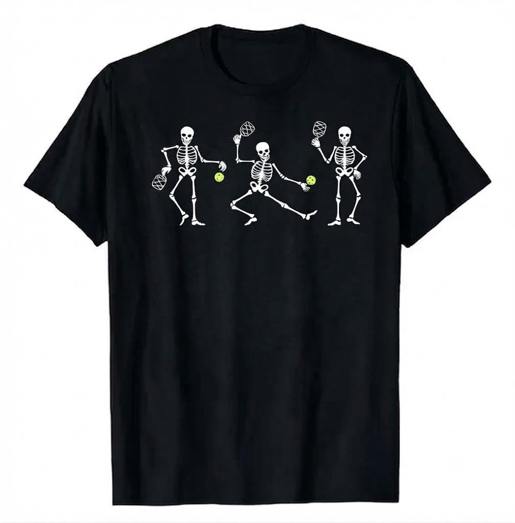 Halloween Pickleball Costume Skeletons Playing Pickleball Shirt