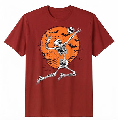 Volleyball Skeleton Women Men Volleyball Player Halloween Funny Volleyball Shirt