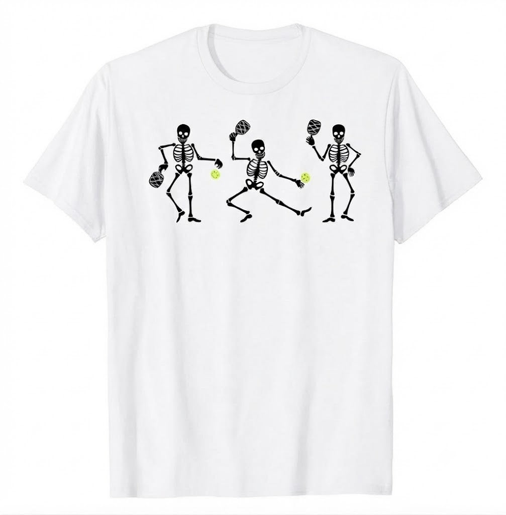 Halloween Pickleball Costume Skeletons Playing Pickleball Shirt