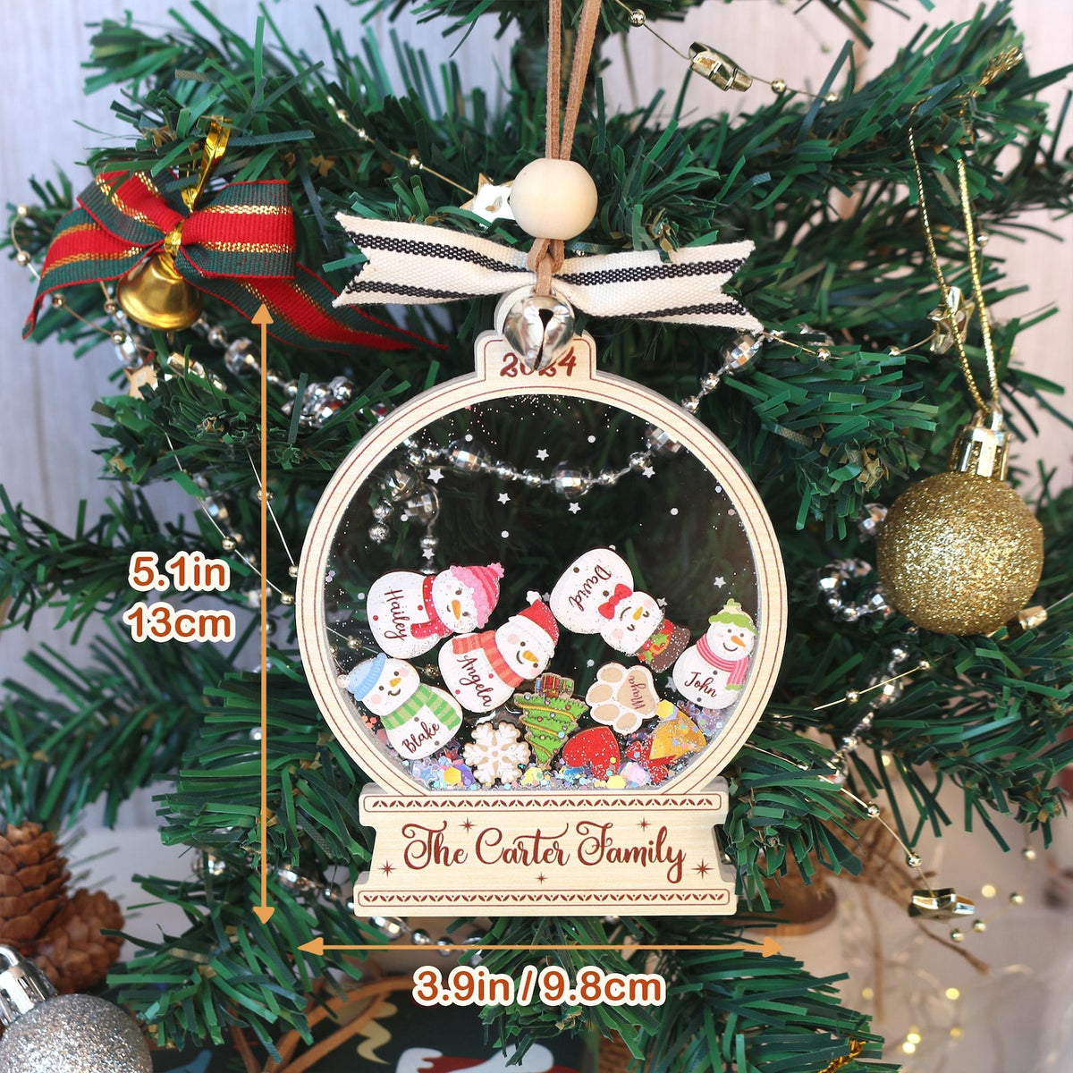 Personalized Snowman Family Christmas Ornament: Custom Acrylic Decor