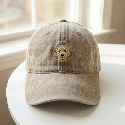 Doodle Dog Embroidered Washed Cap