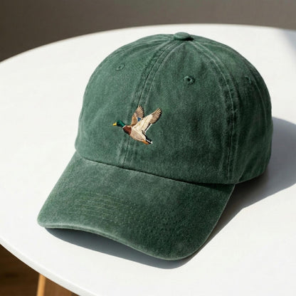 Mallard Duck Embroidered Washed Cap