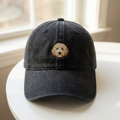Doodle Dog Embroidered Washed Cap