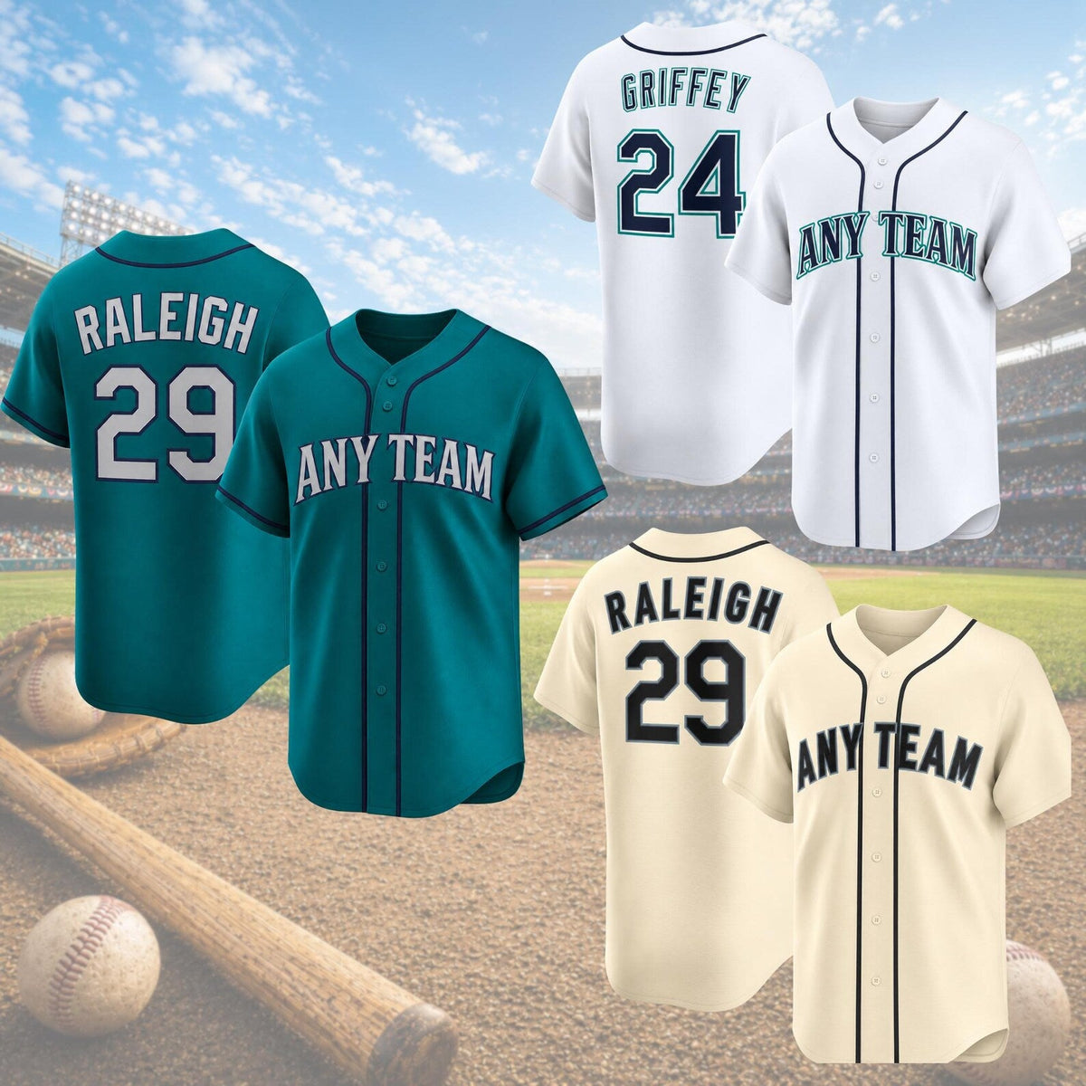 Seattle Mariners Jerseys + Full Logo
