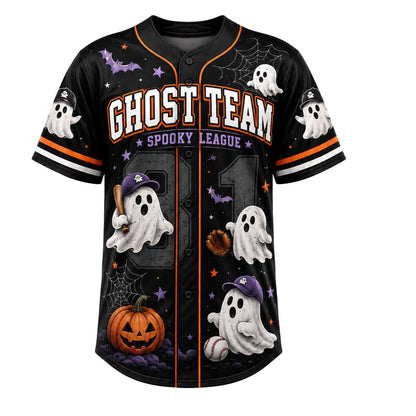 Personalized Spooky League Boo Ghost Team Halloween Baseball Jersey