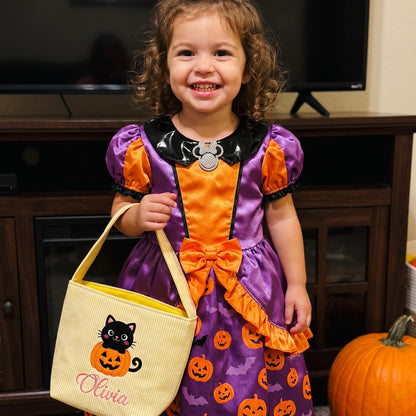 Personalized Seersucker Halloween Trick or Treat Basket