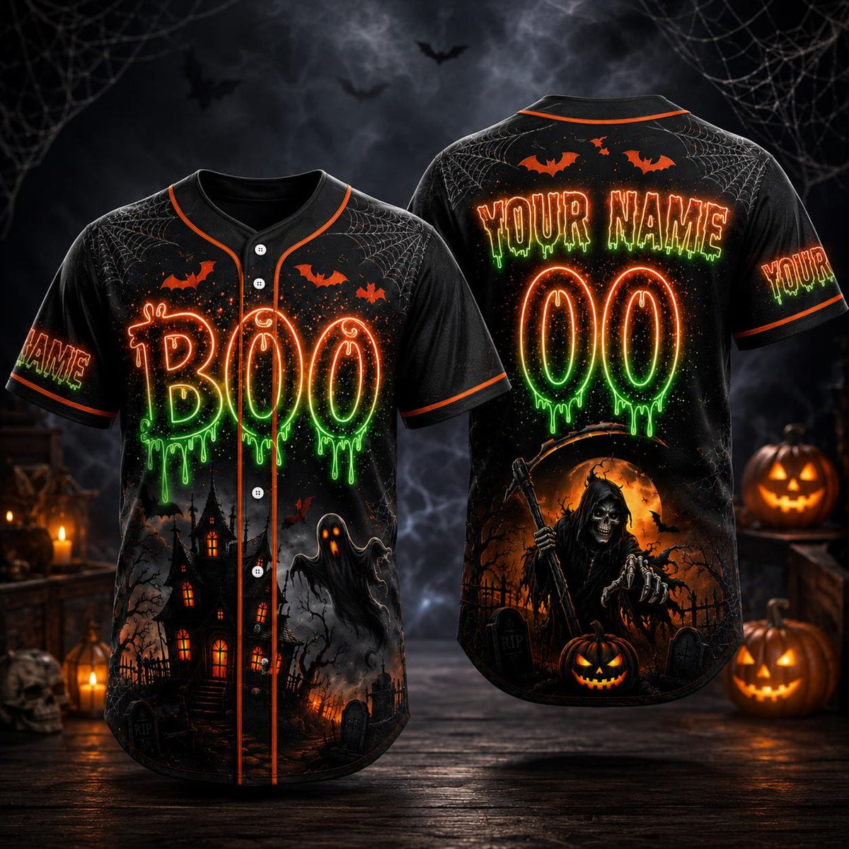 Personalized Boo Halloween Baseball Jersey