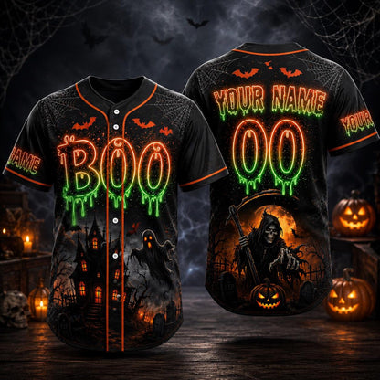 Personalized Boo Halloween Baseball Jersey