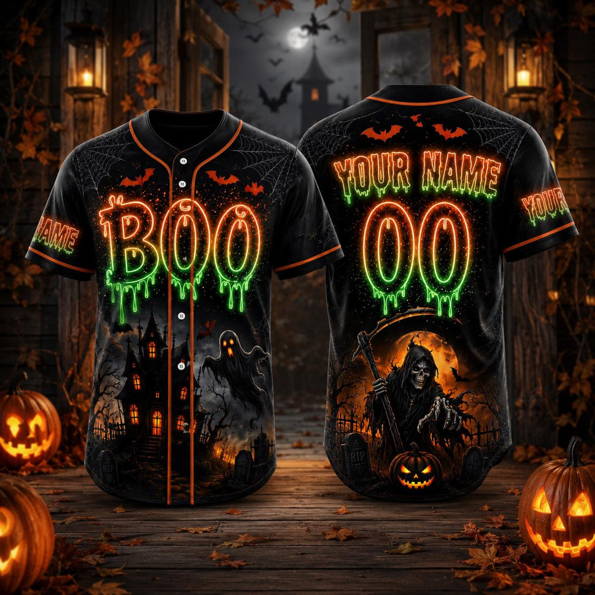 Personalized Boo Halloween Baseball Jersey