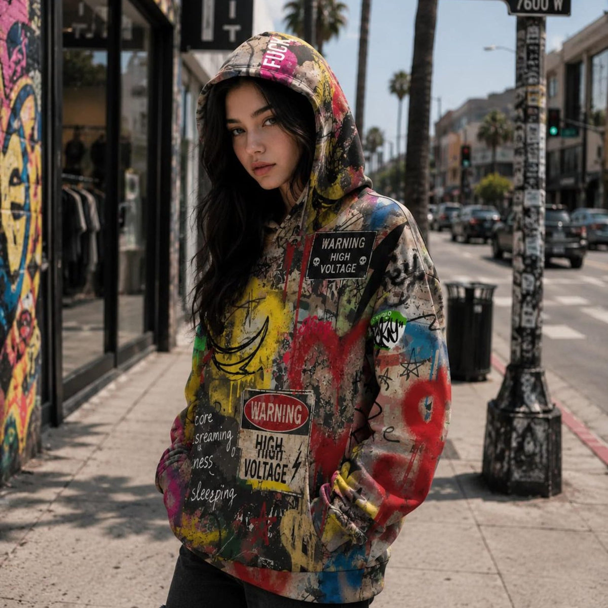 Retro Graffiti Road Sign Hoodie