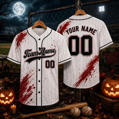 Personalized Bloody Spooky Halloween Baseball Jersey