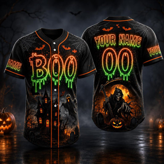 Personalized Boo Halloween Baseball Jersey