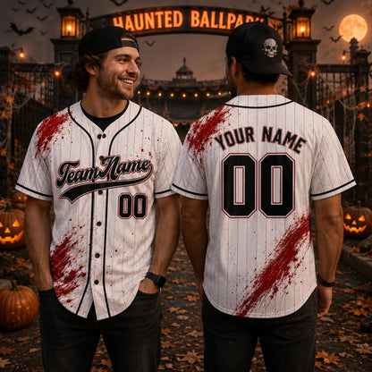 Personalized Bloody Spooky Halloween Baseball Jersey