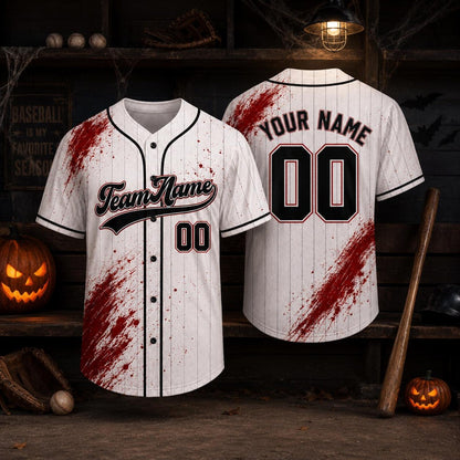 Personalized Bloody Spooky Halloween Baseball Jersey